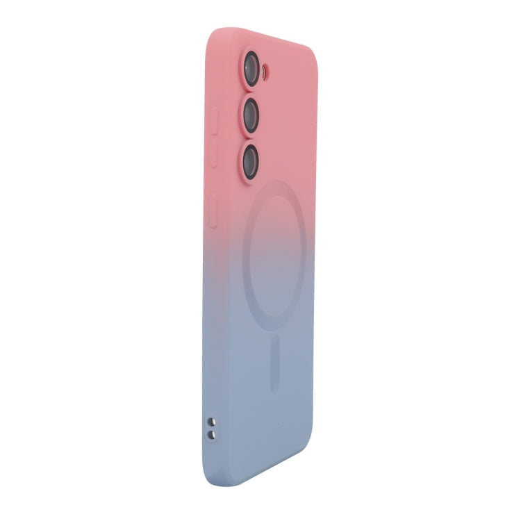 For Samsung Galaxy S23 5G ENKAY Hat-Prince MagSafe Rainbow Gradient Silicone Phone Case with Lens Film(Pink Blue)
