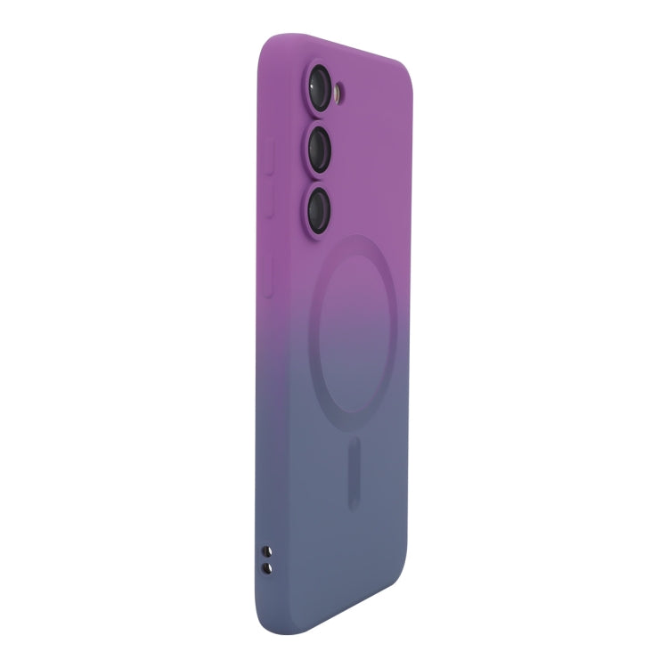 For Samsung Galaxy S23 5G ENKAY Hat-Prince MagSafe Rainbow Gradient Silicone Phone Case with Lens Film(Purple Blue)