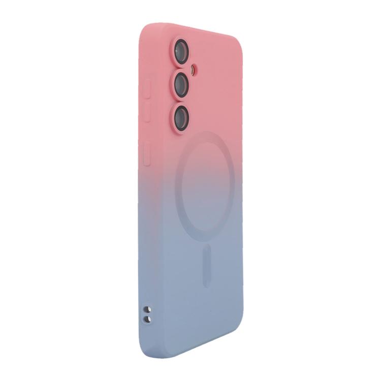 For Samsung Galaxy S24 5G ENKAY Hat-Prince MagSafe Rainbow Gradient Silicone Phone Case with Lens Film(Pink Blue)