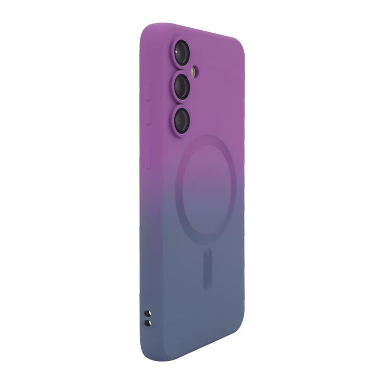 For Samsung Galaxy S24 5G ENKAY Hat-Prince MagSafe Rainbow Gradient Silicone Phone Case with Lens Film(Purple Blue)