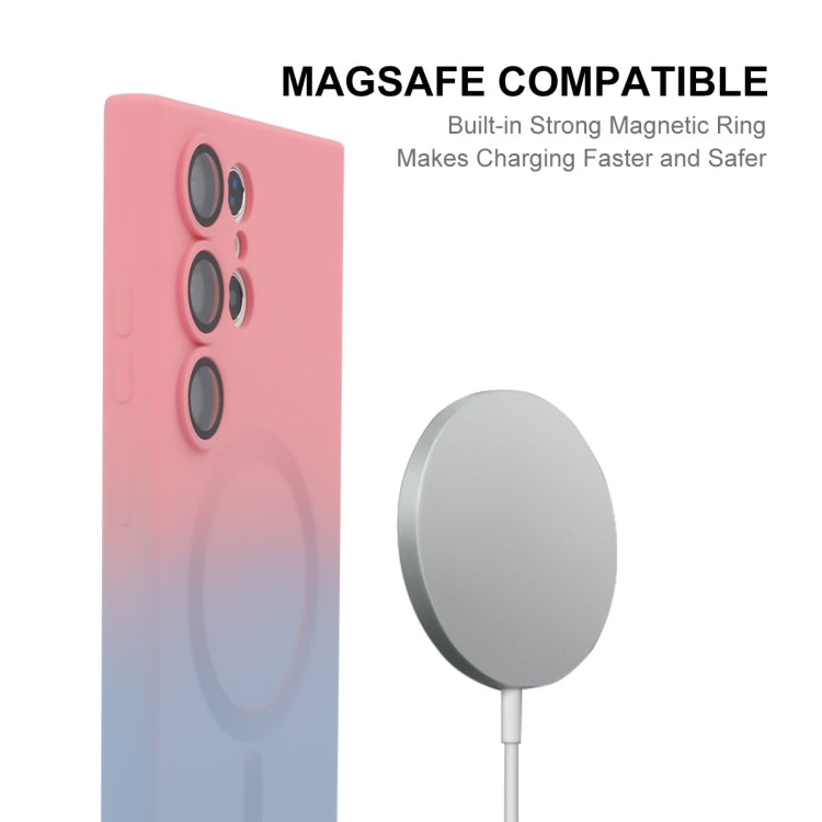 For Samsung Galaxy S25 Ultra 5G ENKAY Hat-Prince MagSafe Rainbow Gradient Silicone Phone Case with Lens Film(Dark Blue)