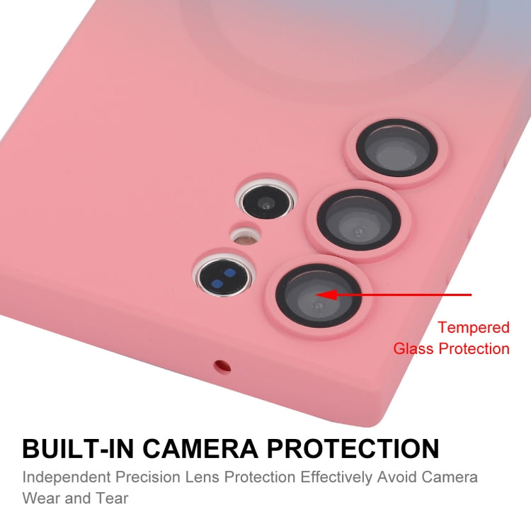 For Samsung Galaxy S25 Ultra 5G ENKAY Hat-Prince MagSafe Rainbow Gradient Silicone Phone Case with Lens Film(Dark Blue)