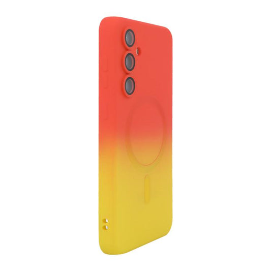 For Samsung Galaxy S25+ 5G ENKAY Hat-Prince MagSafe Rainbow Gradient Silicone Phone Case with Lens Film(Orange Yellow)