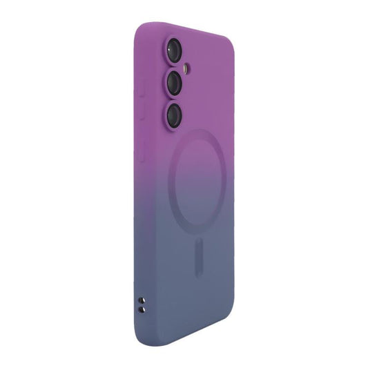 For Samsung Galaxy S25+ 5G ENKAY Hat-Prince MagSafe Rainbow Gradient Silicone Phone Case with Lens Film(Purple Blue)