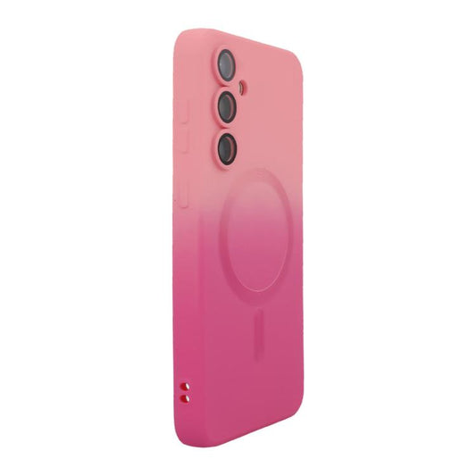 For Samsung Galaxy S25 5G ENKAY Hat-Prince MagSafe Rainbow Gradient Silicone Phone Case with Lens Film(Pink Rose)