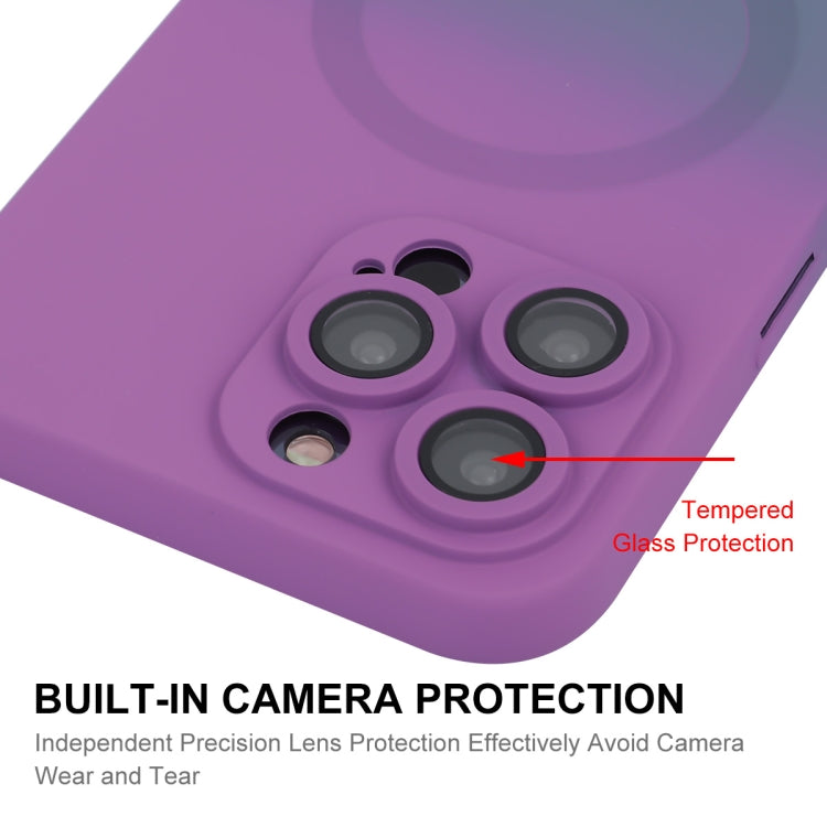 For iPhone 14 Pro ENKAY Hat-Prince MagSafe Rainbow Gradient Silicone Phone Case with Lens Film(Pink Rose)