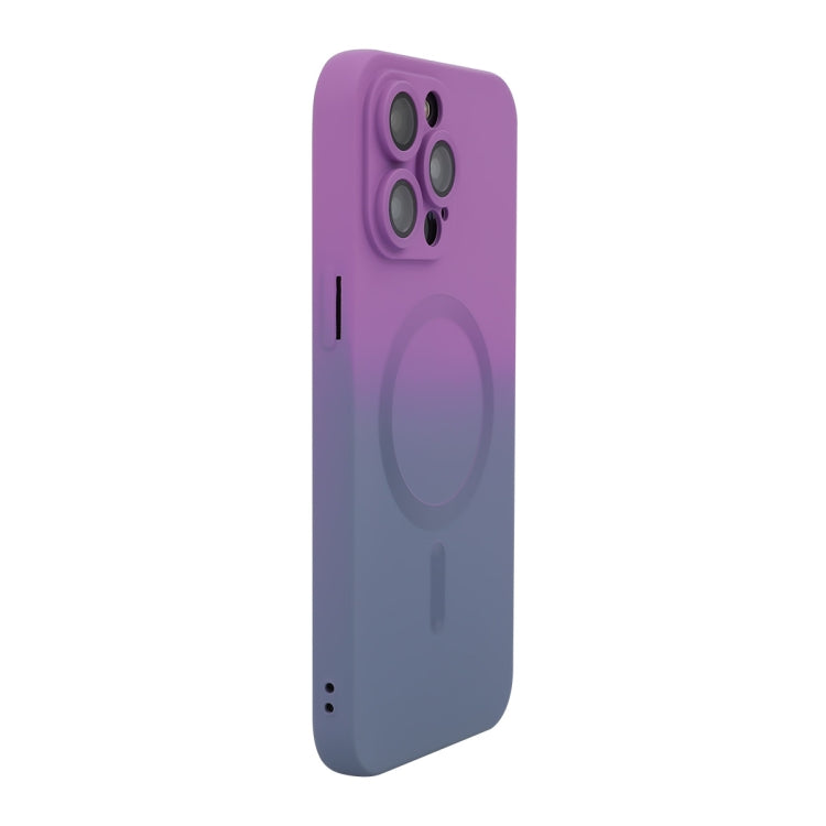 For iPhone 16 Pro Max ENKAY Hat-Prince MagSafe Rainbow Gradient Silicone Phone Case with Lens Film(Purple Blue)