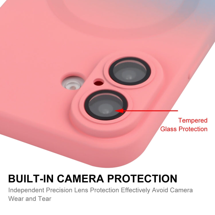 For iPhone 16 ENKAY Hat-Prince MagSafe Rainbow Gradient Silicone Phone Case with Lens Film(Orange Yellow)