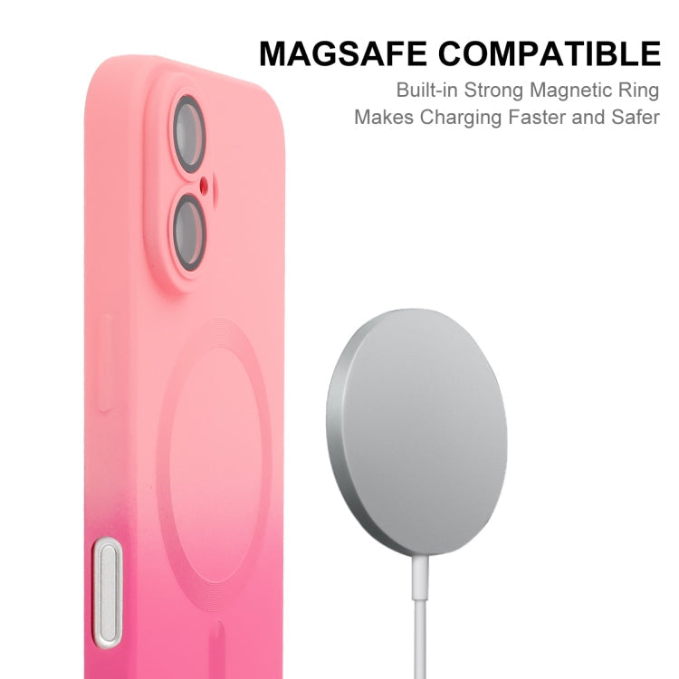 For iPhone 16 ENKAY Hat-Prince MagSafe Rainbow Gradient Silicone Phone Case with Lens Film(Green Blue)