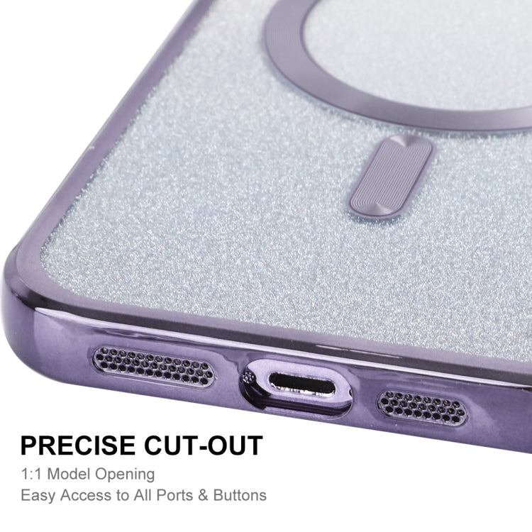 For iPhone 13 Pro ENKAY Hat-Prince Magnetic Glitter Plated Shockproof Phone Case with Lens Film(Purple)