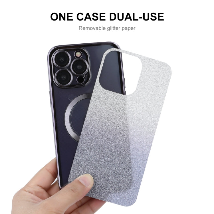 For iPhone 14 Pro Max ENKAY Hat-Prince Magnetic Glitter Plated Shockproof Phone Case with Lens Film(Green)