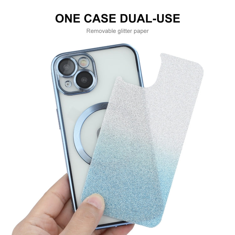 For iPhone 14 Plus ENKAY Hat-Prince Magnetic Glitter Plated Shockproof Phone Case with Lens Film(Green)