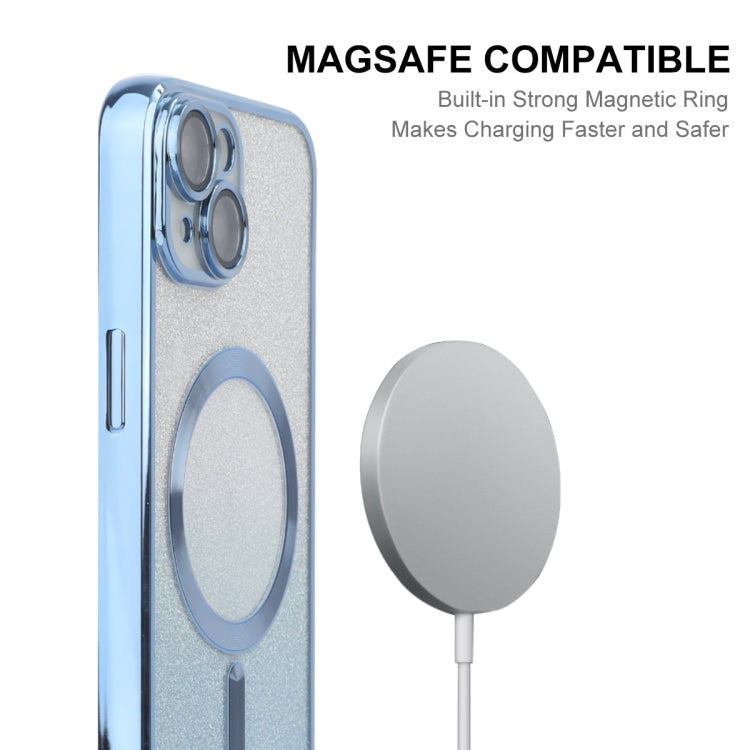 For iPhone 14 ENKAY Hat-Prince Magnetic Glitter Plated Shockproof Phone Case with Lens Film(Silver)