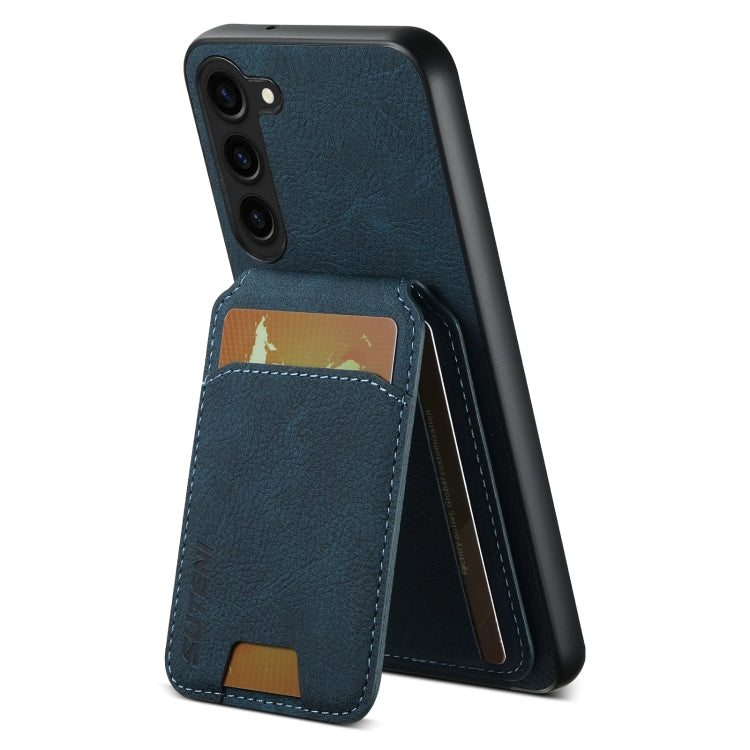 For Samsung Galaxy S23+ 5G Suteni H02 Litchi Leather Card Wallet Stand Back Phone Case(Blue)