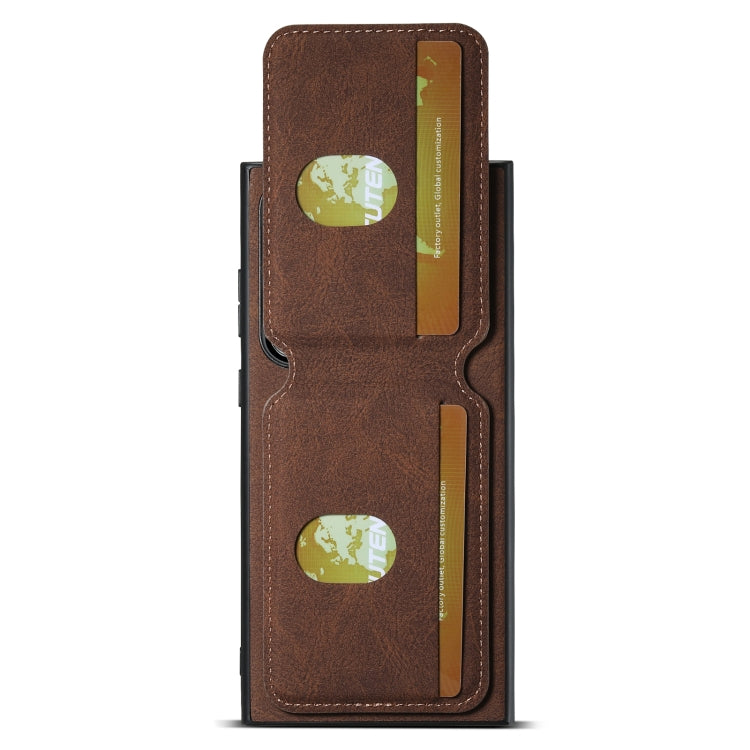 For Samsung Galaxy S23 Ultra 5G Suteni H02 Litchi Leather Card Wallet Stand Back Phone Case(Brown)