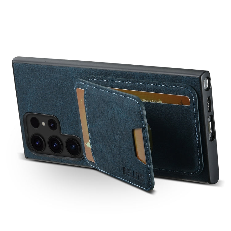 For Samsung Galaxy S23 Ultra 5G Suteni H02 Litchi Leather Card Wallet Stand Back Phone Case(Blue)