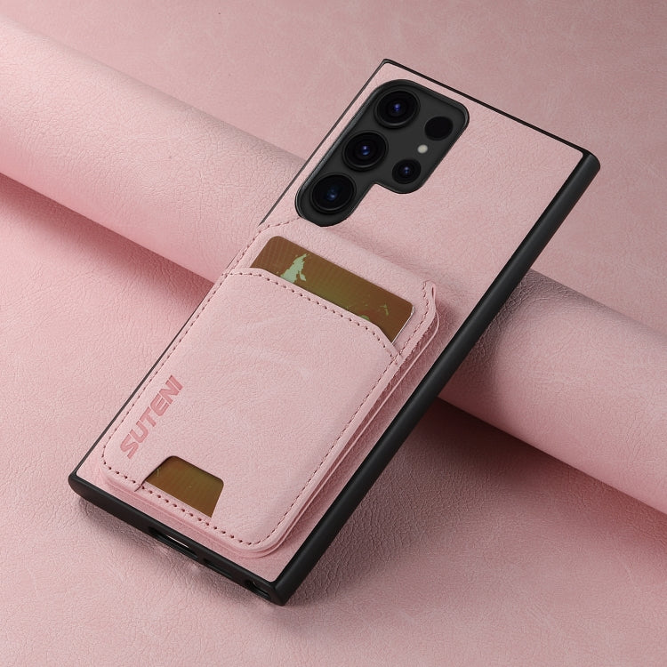 For Samsung Galaxy S23 Ultra 5G Suteni H02 Litchi Leather Card Wallet Stand Back Phone Case(Pink)