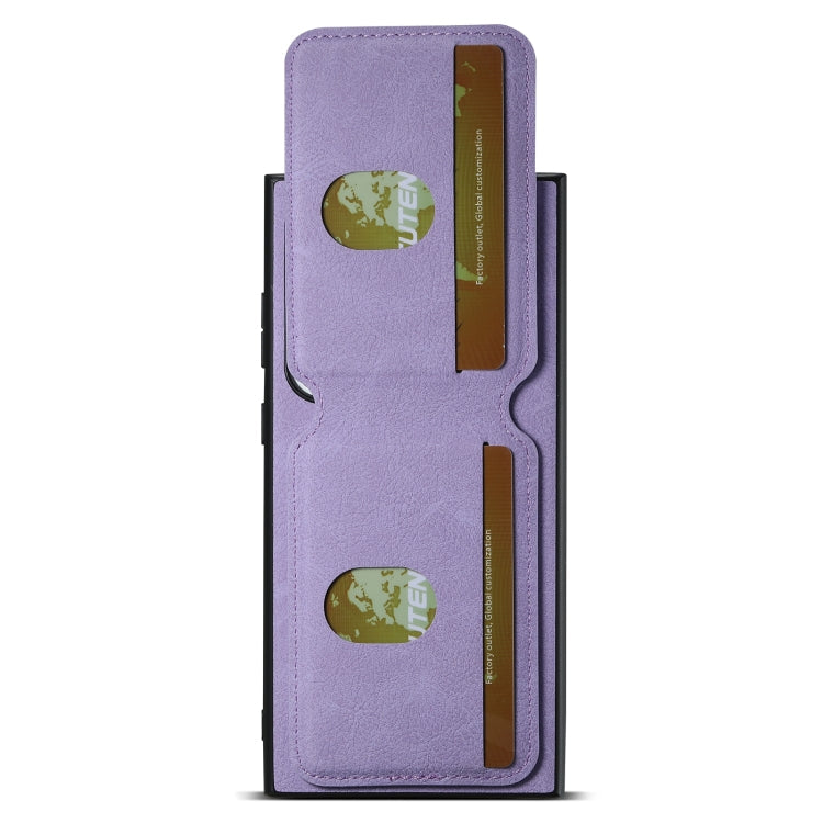 For Samsung Galaxy S22 Ultra 5G Suteni H02 Litchi Leather Card Wallet Stand Back Phone Case(Purple)