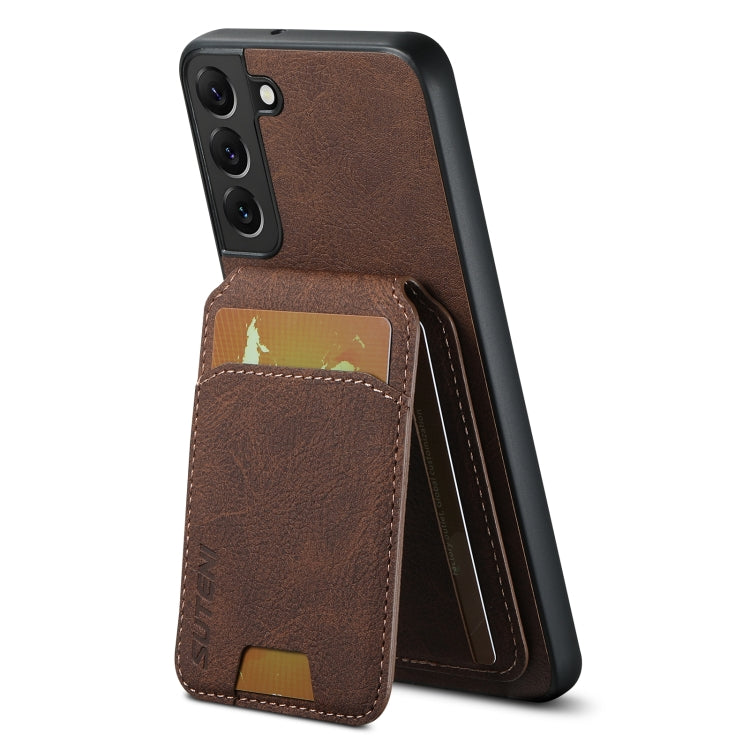 For Samsung Galaxy S22+ 5G Suteni H02 Litchi Leather Card Wallet Stand Back Phone Case(Brown)