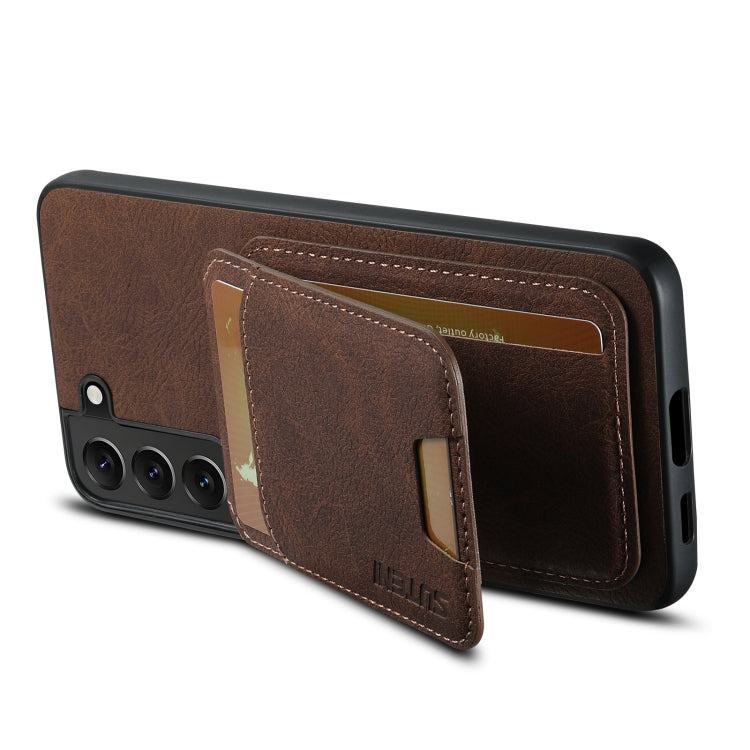 For Samsung Galaxy S22+ 5G Suteni H02 Litchi Leather Card Wallet Stand Back Phone Case(Brown)