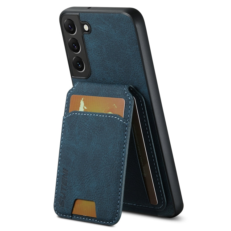 For Samsung Galaxy S22+ 5G Suteni H02 Litchi Leather Card Wallet Stand Back Phone Case(Blue)