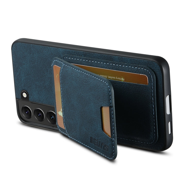 For Samsung Galaxy S22+ 5G Suteni H02 Litchi Leather Card Wallet Stand Back Phone Case(Blue)