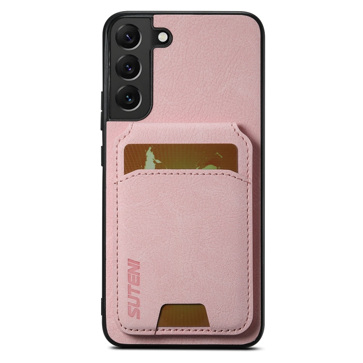For Samsung Galaxy S22+ 5G Suteni H02 Litchi Leather Card Wallet Stand Back Phone Case(Pink)