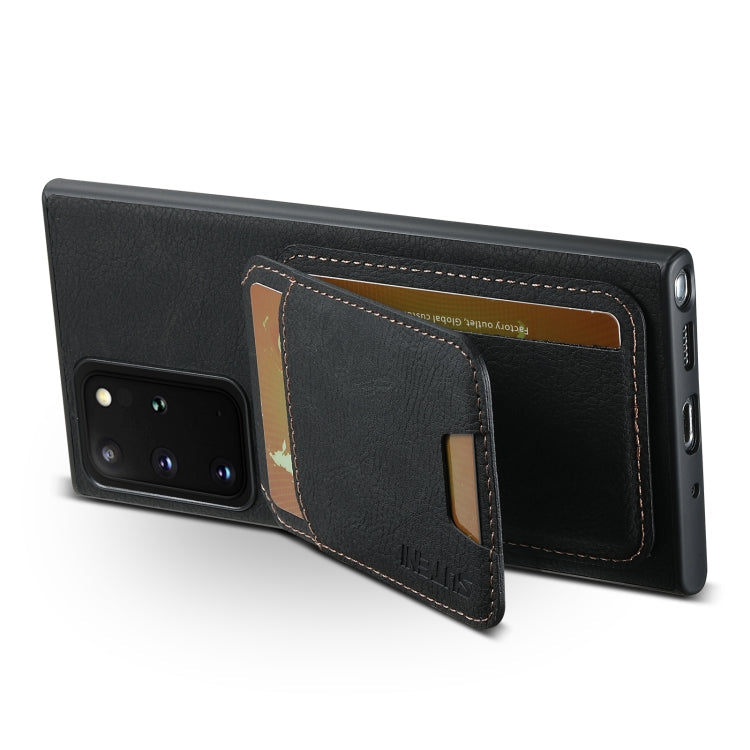 For Samsung Galaxy Note20 Suteni H02 Litchi Leather Card Wallet Stand Back Phone Case(Black)