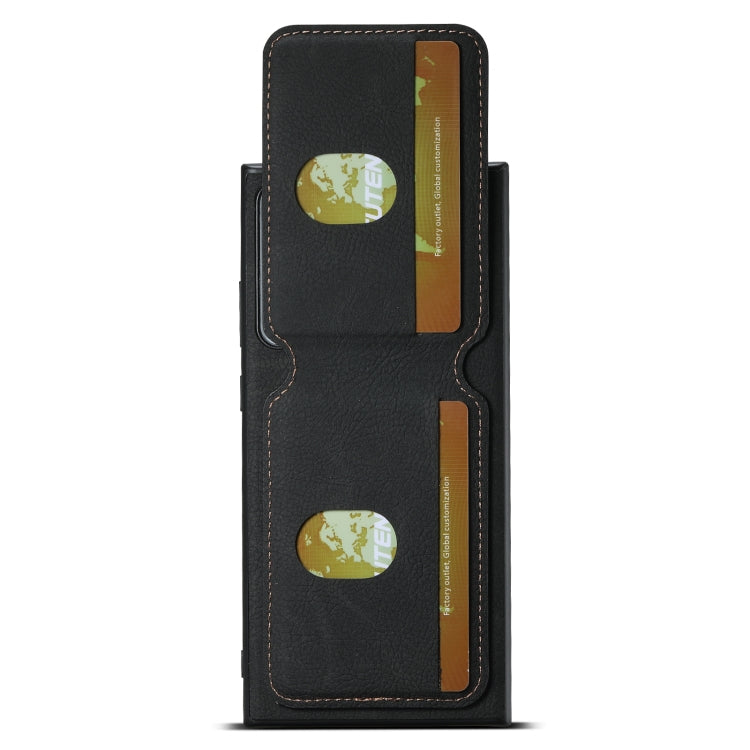 For Samsung Galaxy Note20 Suteni H02 Litchi Leather Card Wallet Stand Back Phone Case(Black)
