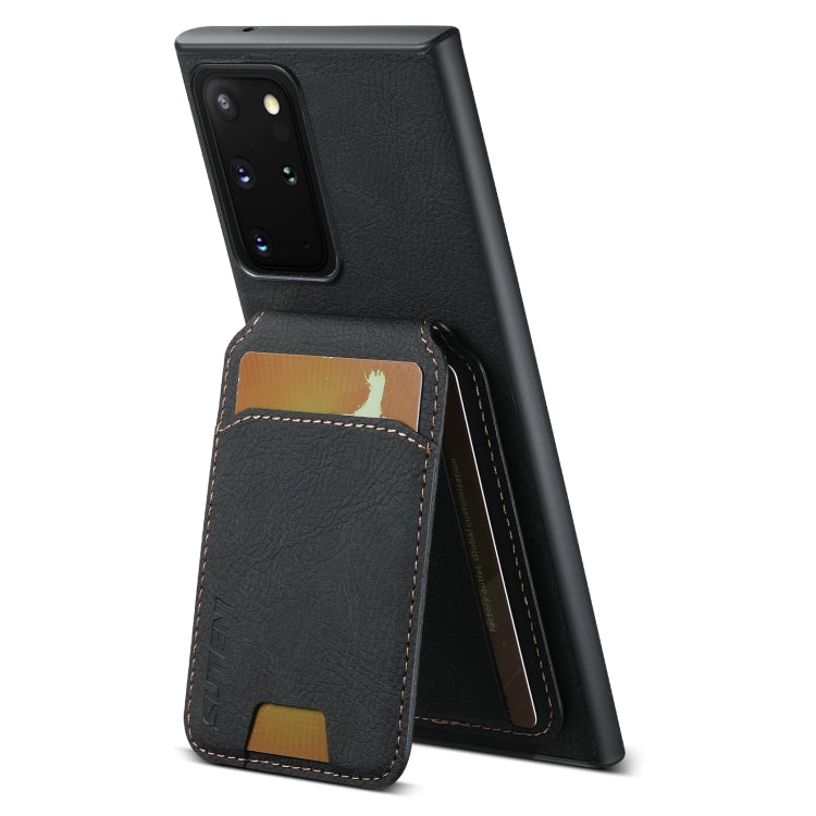 For Samsung Galaxy Note20 Ultra Suteni H02 Litchi Leather Card Wallet Stand Back Phone Case(Black)