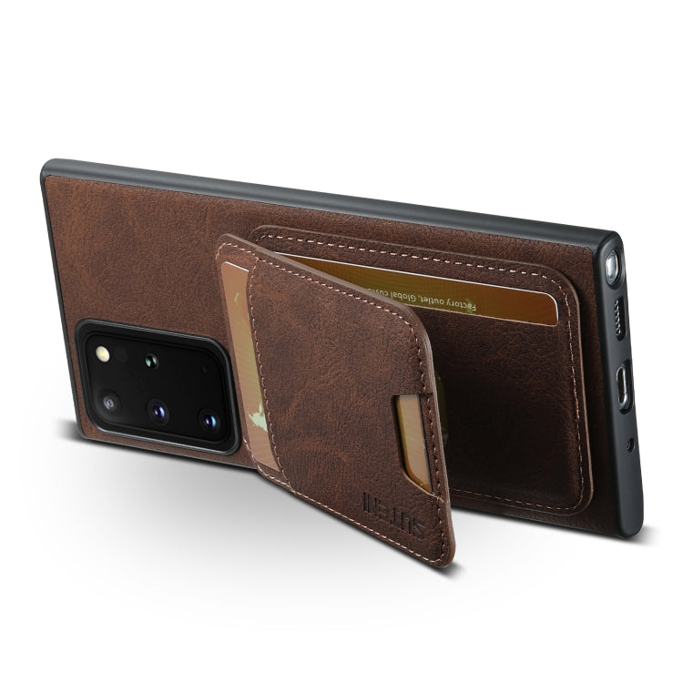 For Samsung Galaxy Note20 Ultra Suteni H02 Litchi Leather Card Wallet Stand Back Phone Case(Brown)