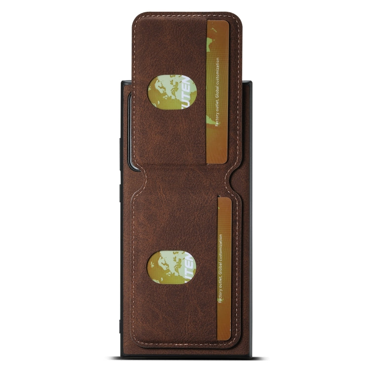 For Samsung Galaxy Note20 Ultra Suteni H02 Litchi Leather Card Wallet Stand Back Phone Case(Brown)