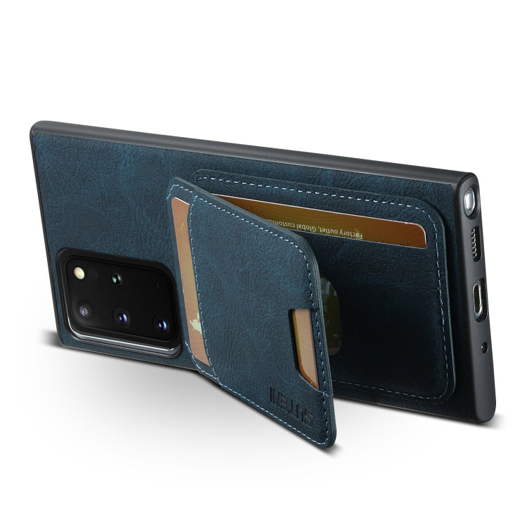 For Samsung Galaxy Note20 Ultra Suteni H02 Litchi Leather Card Wallet Stand Back Phone Case(Blue)