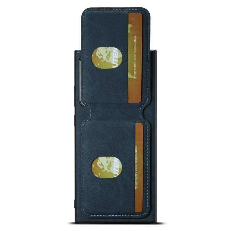 For Samsung Galaxy Note20 Ultra Suteni H02 Litchi Leather Card Wallet Stand Back Phone Case(Blue)