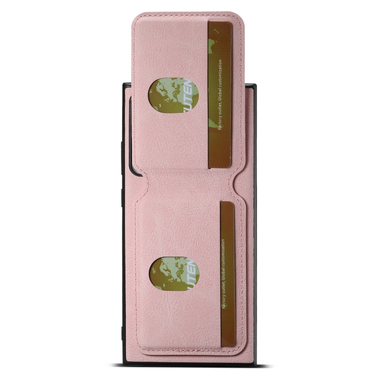 For Samsung Galaxy Note20 Ultra Suteni H02 Litchi Leather Card Wallet Stand Back Phone Case(Pink)