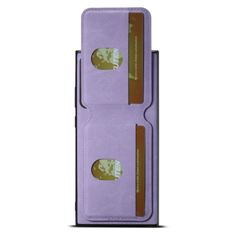 For Samsung Galaxy Note20 Ultra Suteni H02 Litchi Leather Card Wallet Stand Back Phone Case(Purple)