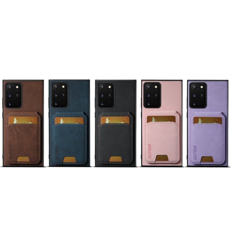 For Samsung Galaxy Note20 Ultra Suteni H02 Litchi Leather Card Wallet Stand Back Phone Case(Purple)