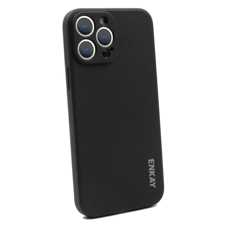 For iPhone 15 Pro Max ENKAY Liquid Silicone Soft Shockproof Phone Case(Black)