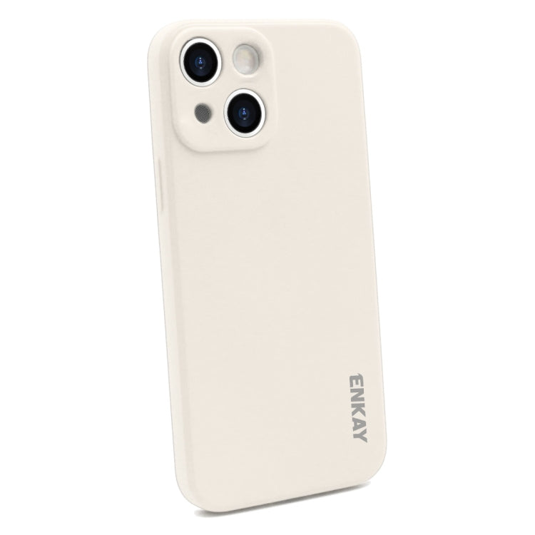 For iPhone 15 Plus ENKAY Liquid Silicone Soft Shockproof Phone Case(Beige)