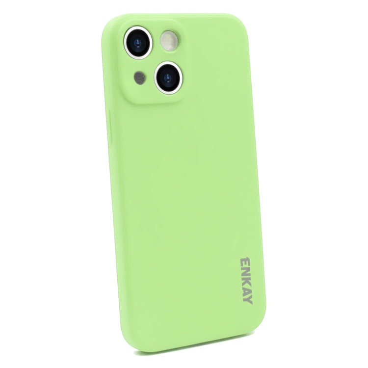 For iPhone 15 Plus ENKAY Liquid Silicone Soft Shockproof Phone Case(Light Green)