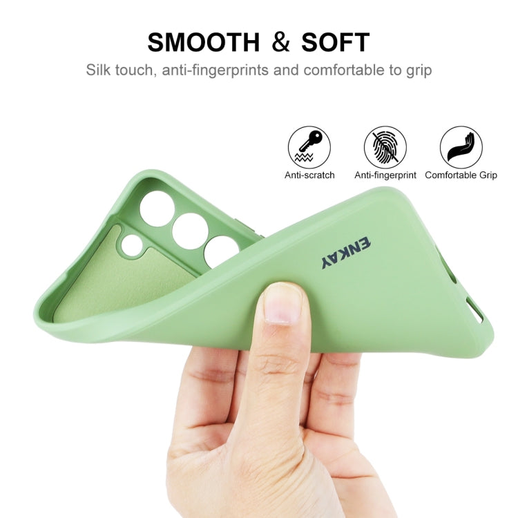 For Samsung Galaxy S25 5G ENKAY Liquid Silicone Soft Shockproof Phone Case(Light Green)