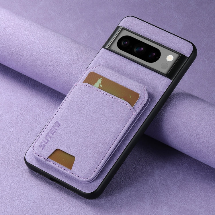 For Google Pixel 8 Pro Suteni H02 Litchi Leather Card Wallet Stand Back Phone Case(Purple)