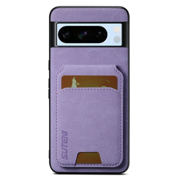 For Google Pixel 8 Pro Suteni H02 Litchi Leather Card Wallet Stand Back Phone Case(Purple)
