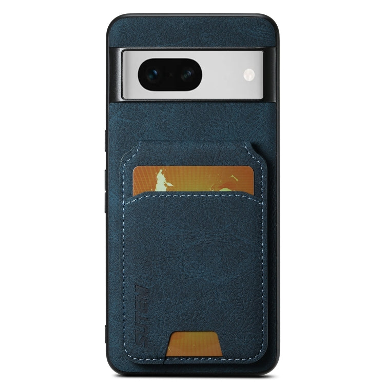 For Google Pixel 8a Suteni H02 Litchi Leather Card Wallet Stand Back Phone Case(Blue)