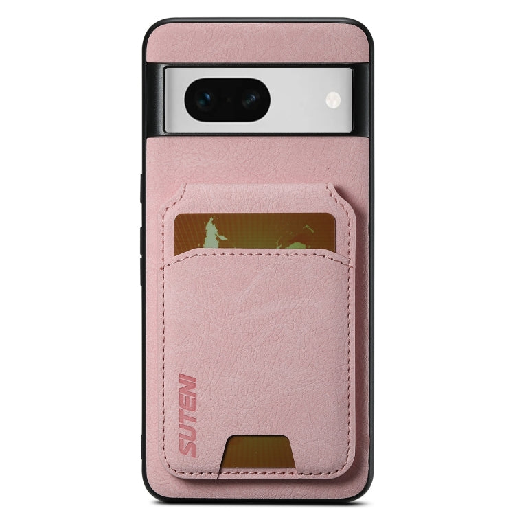 For Google Pixel 8a Suteni H02 Litchi Leather Card Wallet Stand Back Phone Case(Pink)