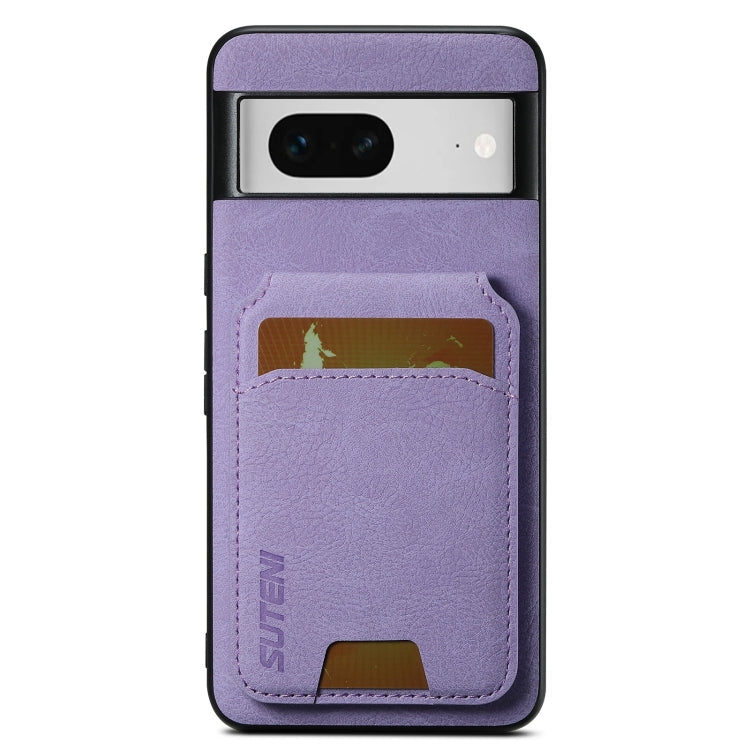 For Google Pixel 7 Suteni H02 Litchi Leather Card Wallet Stand Back Phone Case(Purple)