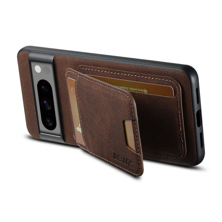 For Google Pixel 7a Suteni H02 Litchi Leather Card Wallet Stand Back Phone Case(Brown)