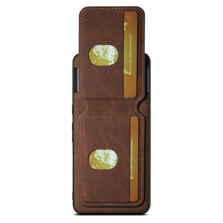 For Google Pixel 7a Suteni H02 Litchi Leather Card Wallet Stand Back Phone Case(Brown)