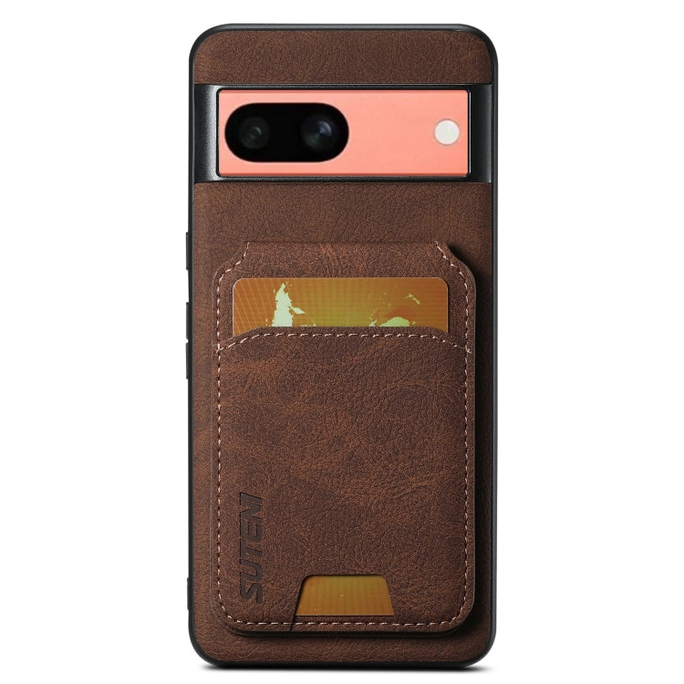 For Google Pixel 7a Suteni H02 Litchi Leather Card Wallet Stand Back Phone Case(Brown)