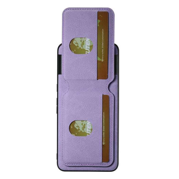 For Google Pixel 7a Suteni H02 Litchi Leather Card Wallet Stand Back Phone Case(Purple)
